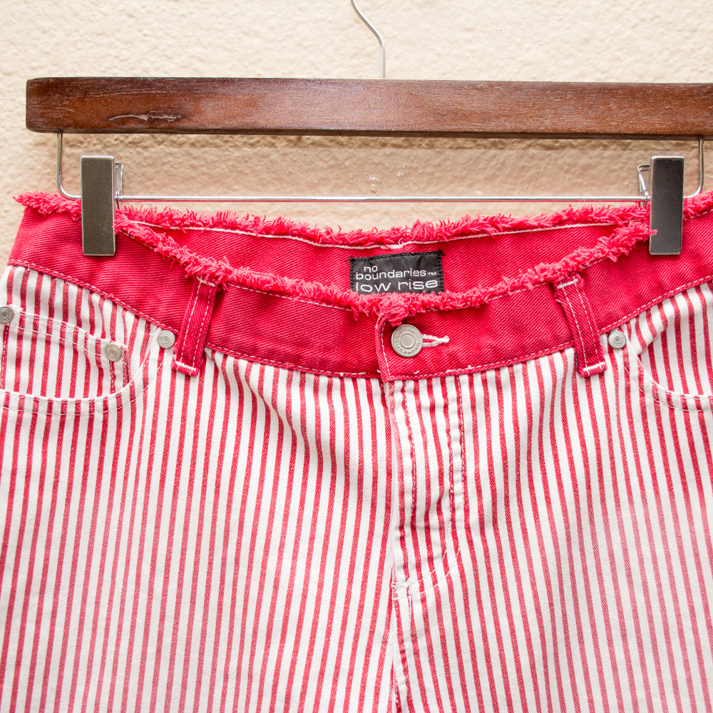 No Boundaries Red Pin Stripe Wide Leg Crop Pants - Picture 6 of 7